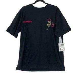 Playboy by Pacsun Mens Size Small Black Bunny Graphic Tee T shirt Crew Neck